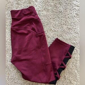 High Waist Cropped Workout Leggings With Pockets